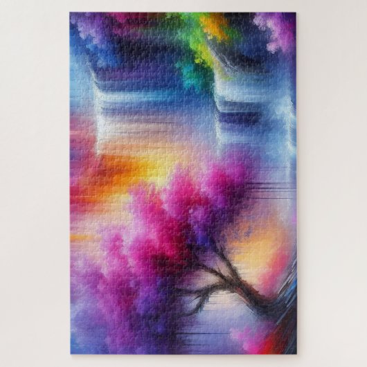 Abstrakt Art Ölgemälde Wasserfall KI erzeugt Puzzle (Vertikal)