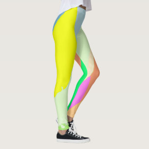 Abstrakt Art Pastel Coral Lavendel Gelb Leggings
