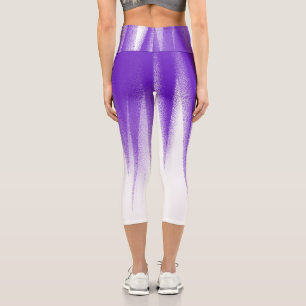Abstrakt Art Pastel Lavendel Lila White Capri Leggings