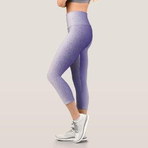 Abstrakt Art Pastel Lavendel Lila White Capri Leggings