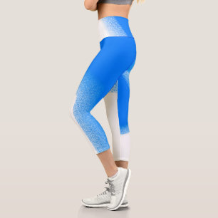 Abstrakt Art Pastel White Lavender Sky Blue Capri Leggings