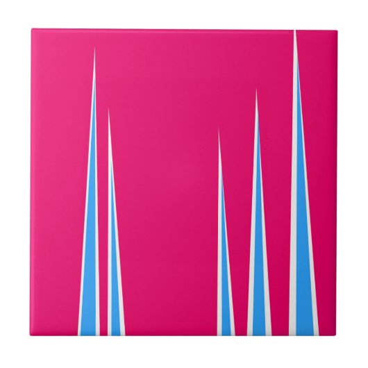 Abstrakt Art Pink Blauer Weißer Minimalismus Fliese (Vorderseite)
