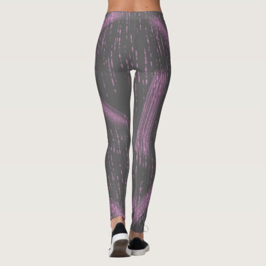 Abstrakt Art Pink Coral Charcoal Graue Leggings (Rückseite)