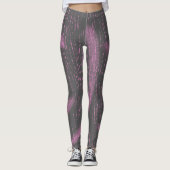 Abstrakt Art Pink Coral Charcoal Graue Leggings (Vorderseite)