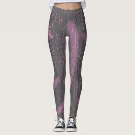 Abstrakt Art Pink Coral Charcoal Graue Leggings