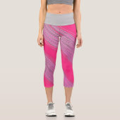 Abstrakt Art Pink Coral Gray Capri Leggings (Vorderseite)