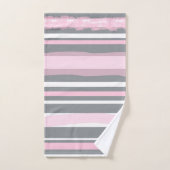 Abstrakt Art Pink Grau Weiße Linien Badhandtuch Set (Handtuch)