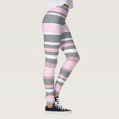 Abstrakt Art Pink Grau Weiße Linien Leggings (Rechts)