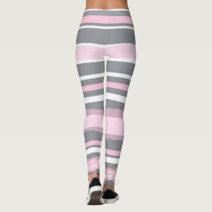 Abstrakt Art Pink Grau Weiße Linien Leggings