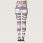 Abstrakt Art Pink Grau Weiße Linien Leggings (Vorderseite)