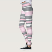 Abstrakt Art Pink Grau Weiße Linien Leggings (Links)