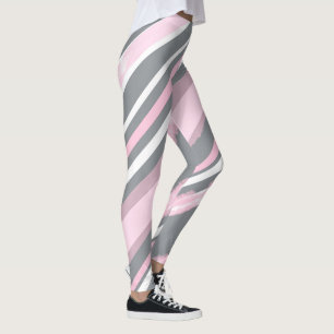 Abstrakt Art Pink Grau Weiße Linien Leggings
