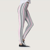 Abstrakt Art Pink Grau Weiße Linien Leggings (Rechts)