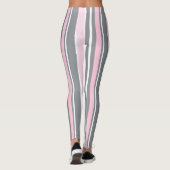 Abstrakt Art Pink Grau Weiße Linien Leggings (Rückseite)