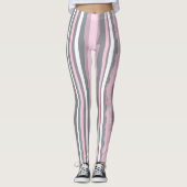 Abstrakt Art Pink Grau Weiße Linien Leggings (Vorderseite)