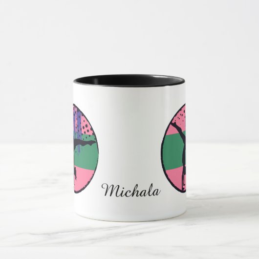 Abstrakt Art Pink Gymnastik Personalisiert Tasse (Zentrum)