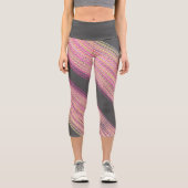 Abstrakt Art Pink Korallenkohle Grau Capri Leggings (Vorderseite)