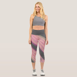 Abstrakt Art Pink Korallenkohle Grau Capri Leggings