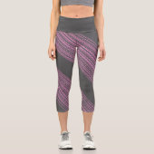 Abstrakt Art Pink Korallenkohle Grau Capri Leggings (Vorderseite)