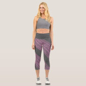 Abstrakt Art Pink Korallenkohle Grau Capri Leggings (Vorderseite)