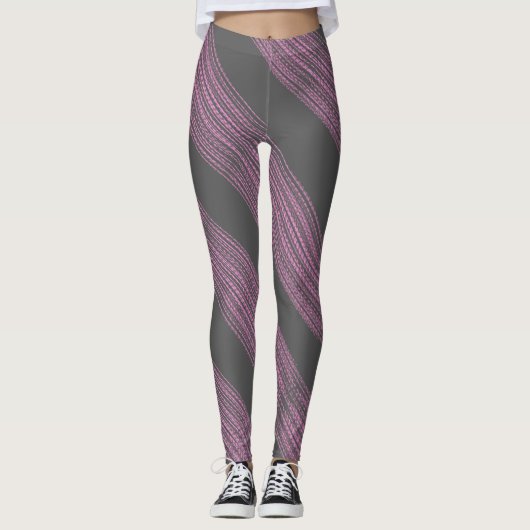 Abstrakt Art Pink Korallenkohle Grau Leggings (Vorderseite)