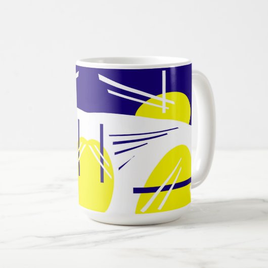 Abstrakt Art Positive Vibes Yellow Blue White Kaffeetasse (VorderseiteRechts)