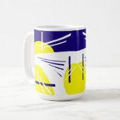 Abstrakt Art Positive Vibes Yellow Blue White Kaffeetasse (Vorderseite Links)