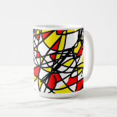 Abstrakt Art Positive Vibes Yellow Red Black Kaffeetasse (VorderseiteRechts)