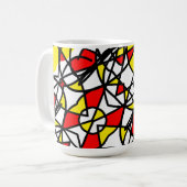 Abstrakt Art Positive Vibes Yellow Red Black Kaffeetasse (Vorderseite Links)