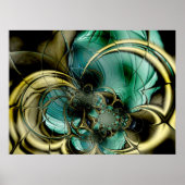 Abstrakt Art Poster Metal Gold Aquamarines Glas (Vorne)
