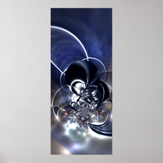 Abstrakt Art Poster Metal Reflektion Blau (Vorne)