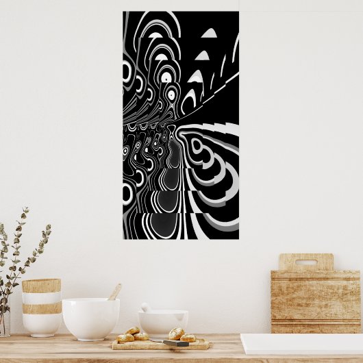 Abstrakt Art Poster Ultra Modern Schwarz-weiß Grau (Küche)