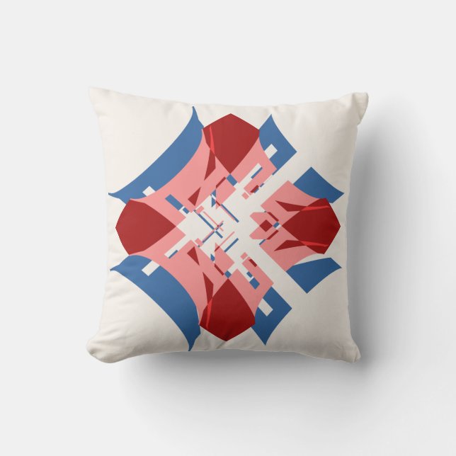 Abstrakt Art Red Blue Pink Diamond Blumendesign Kissen (Vorderseite)