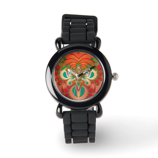 Abstrakt Art Red Owl Armbanduhr (Vorderseite)