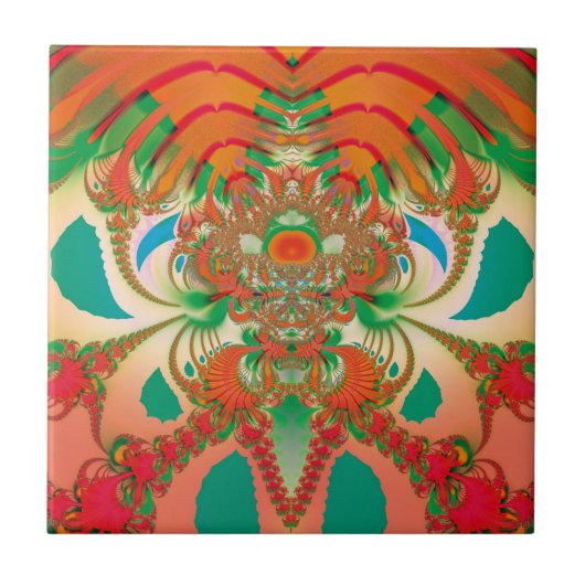 Abstrakt Art Red Owl Fliese (Vorderseite)