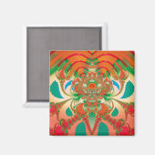 Abstrakt Art Red Owl Magnet (Vorderseite/Rückseite)