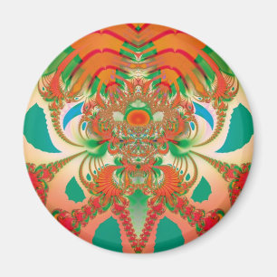 Abstrakt Art Red Owl Magnet