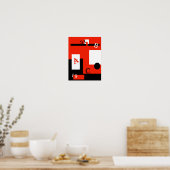 Abstrakt Art Red Schwarz-weiß Poster (Küche)