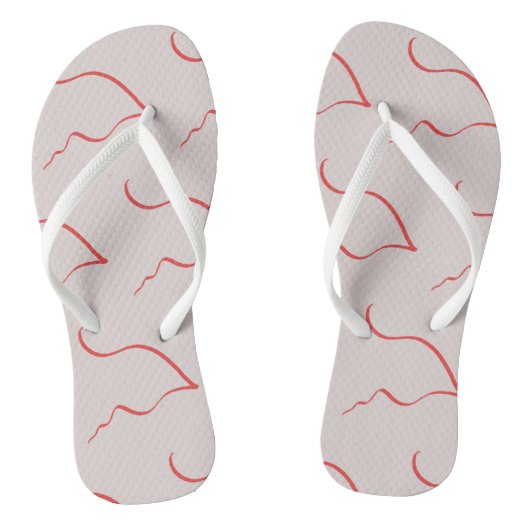 Abstrakt Art Red Sketch Muster Flip Flops Badesandalen (Fußbett)