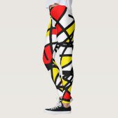 Abstrakt Art Red Yellow Schwarz-weiß Minimal Leggings (Links)