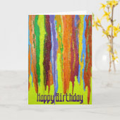 Abstrakt Art Regenbogenstreifen Happy Birthday Far Karte (Gelbe Blume)