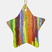 Abstrakt Art Regenbogenstreifen malen Tropfen Keramik Ornament (Links)