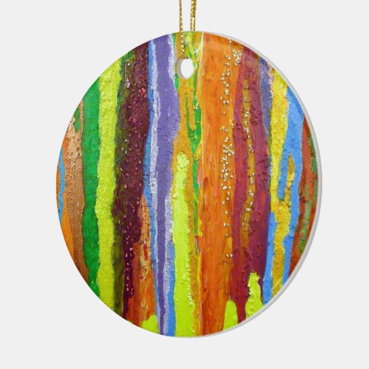 Abstrakt Art Regenbogenstreifen malen Tropfen Keramik Ornament (Links)