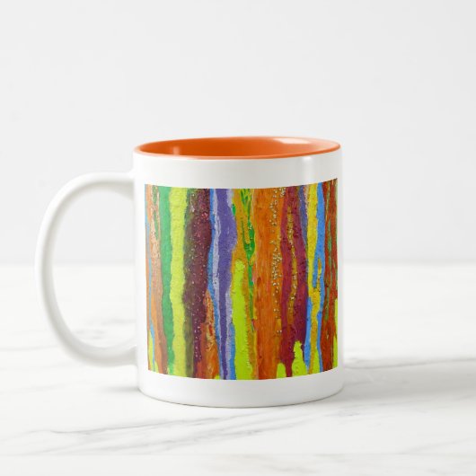 Abstrakt Art Regenbogenstreifen malen Tropfen Zweifarbige Tasse (Links)