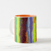 Abstrakt Art Regenbogenstreifen malen Tropfen Zweifarbige Tasse (Vorderseite Links)