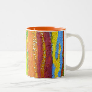 Abstrakt Art Regenbogenstreifen malen Tropfen Zweifarbige Tasse