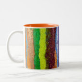 Abstrakt Art Regenbogenstreifen malen Tropfen Zweifarbige Tasse (Links)