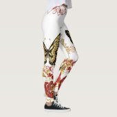 Abstrakt Art Rose Butterfly Sweeping Hearts Gold Leggings (Rechts)