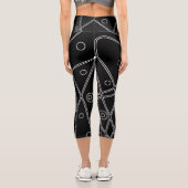 Abstrakt Art Schwarz-weiß Lines Circles Minimalism Capri Leggings (Rückseite)