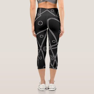 Abstrakt Art Schwarz-weiß Lines Circles Minimalism Capri Leggings